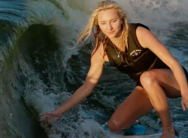 woman surfing