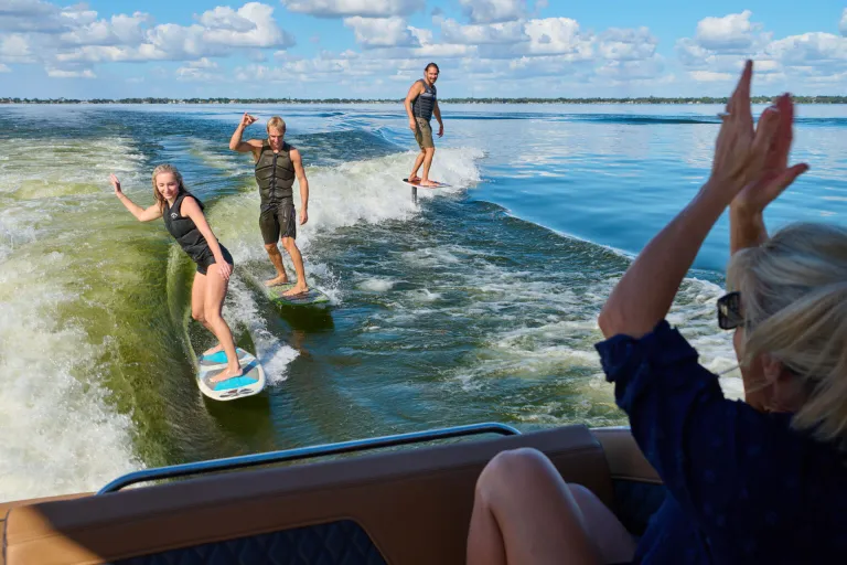 people wakesurfing