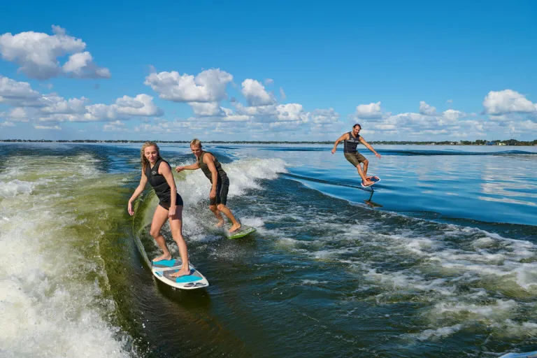 people wakesurfing