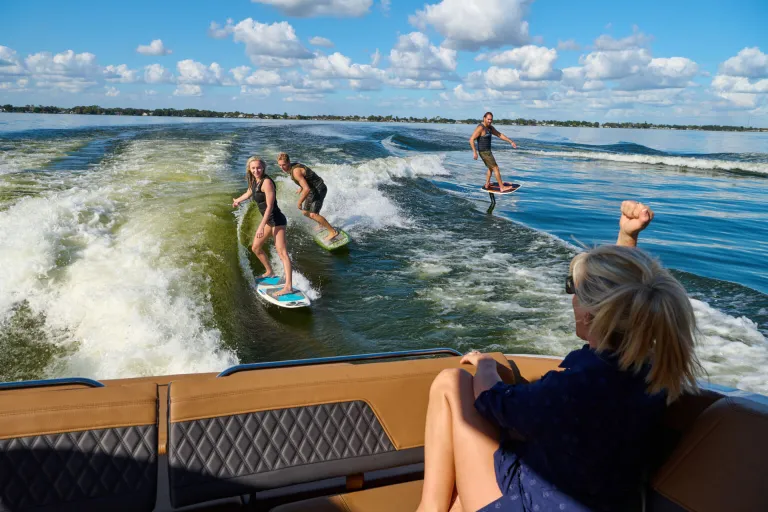 people wakesurfing