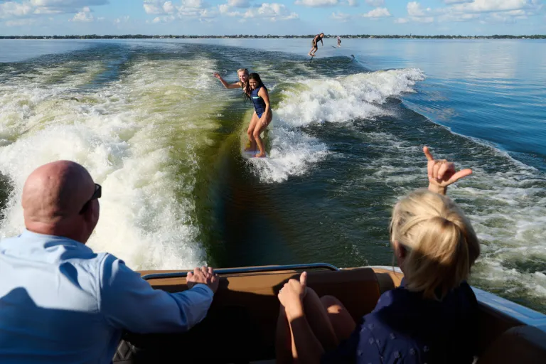 people wakesurfing