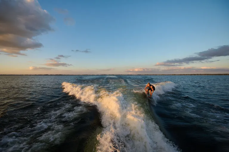 person wakesurfing