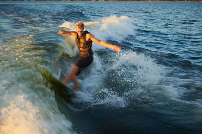 a person wakesurfing
