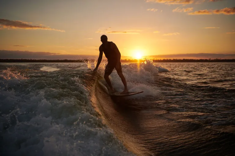 a person wakesurfing
