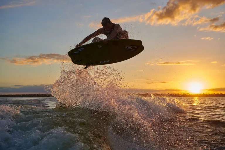 a person wakesurfing