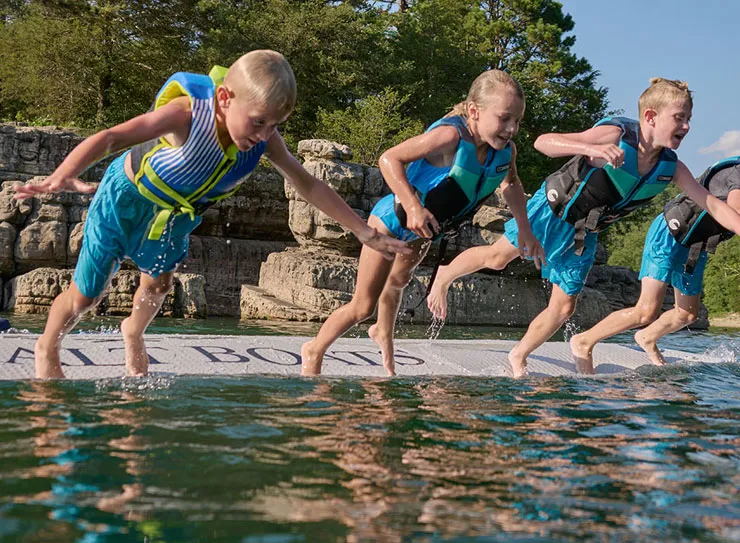 kids on water mat