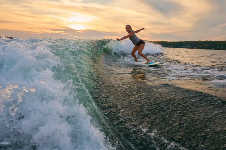 a person wakesurfing