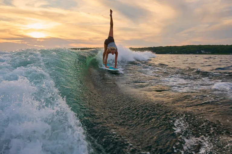 a person wakesurfing