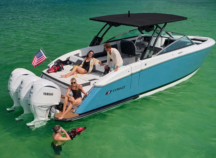family on boat