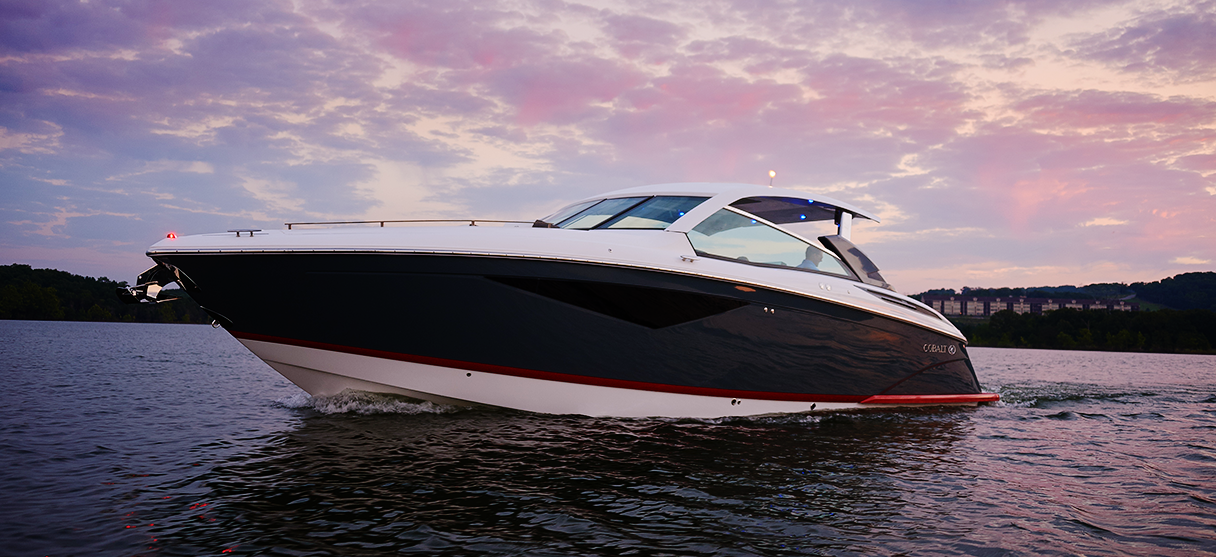Cobalt A Series A36 on Lake at Night Side Shot